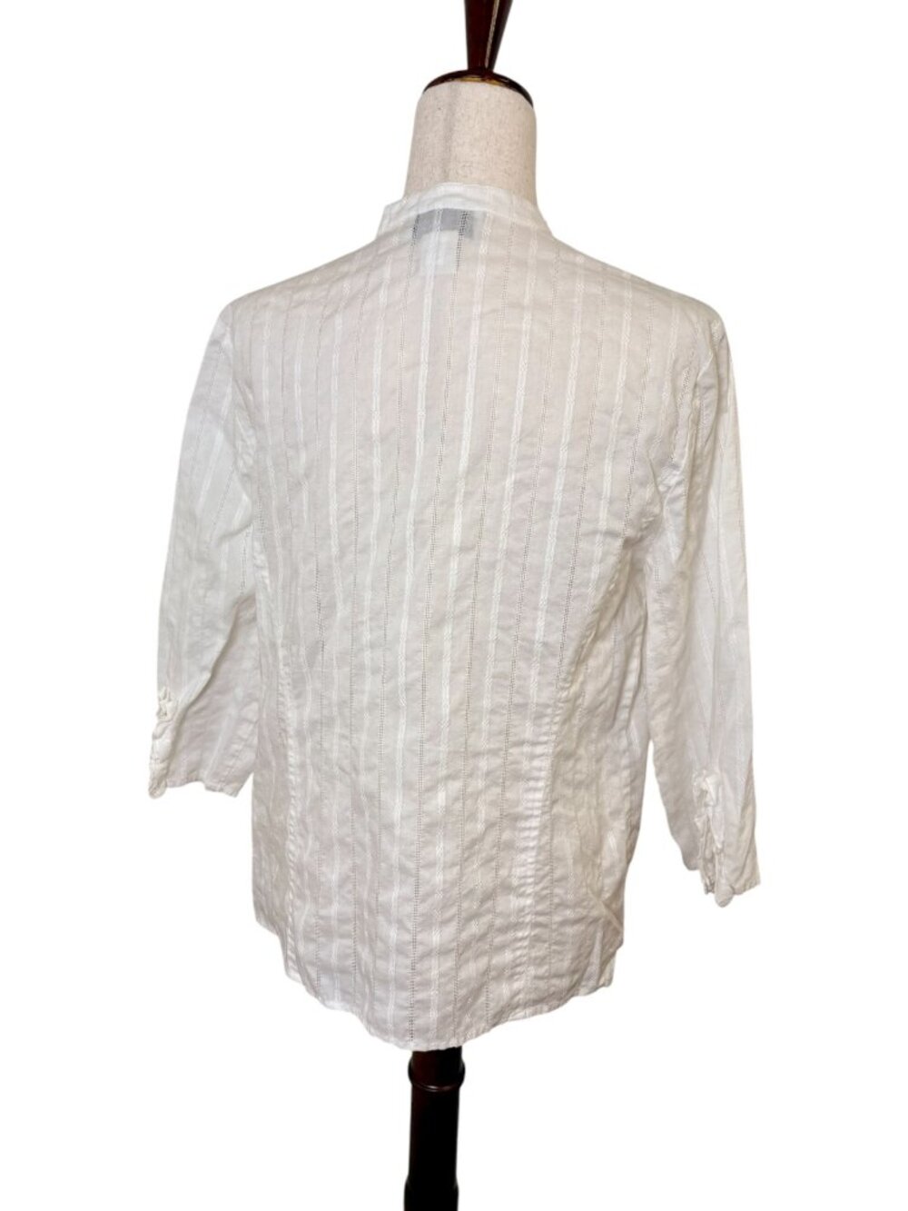 Vintage Evan-Picone White Cotton Button Front Ruffle Blouse Romantic Size 14 - Picture 4 of 7